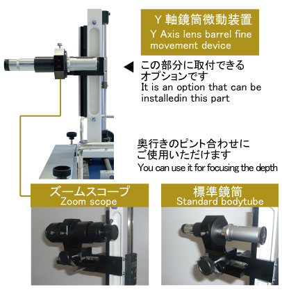 XZ、カセトメーターY軸鏡筒微動装置